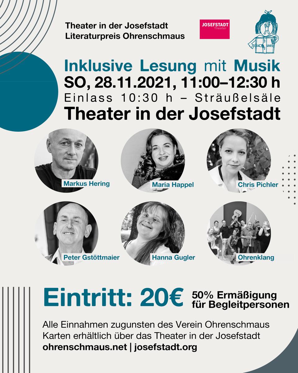 Jubiläum Literaturpreis Ohrenschmaus inklusive  Benefizlesung im Theater in der Josefstadt 