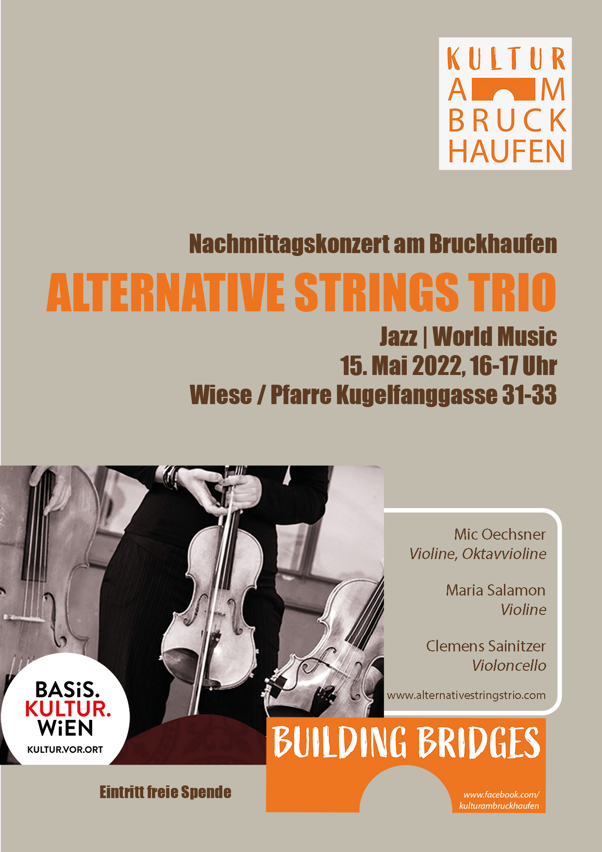 Nachmittagskonzert am Bruckhaufen: Alternative Strings Trio