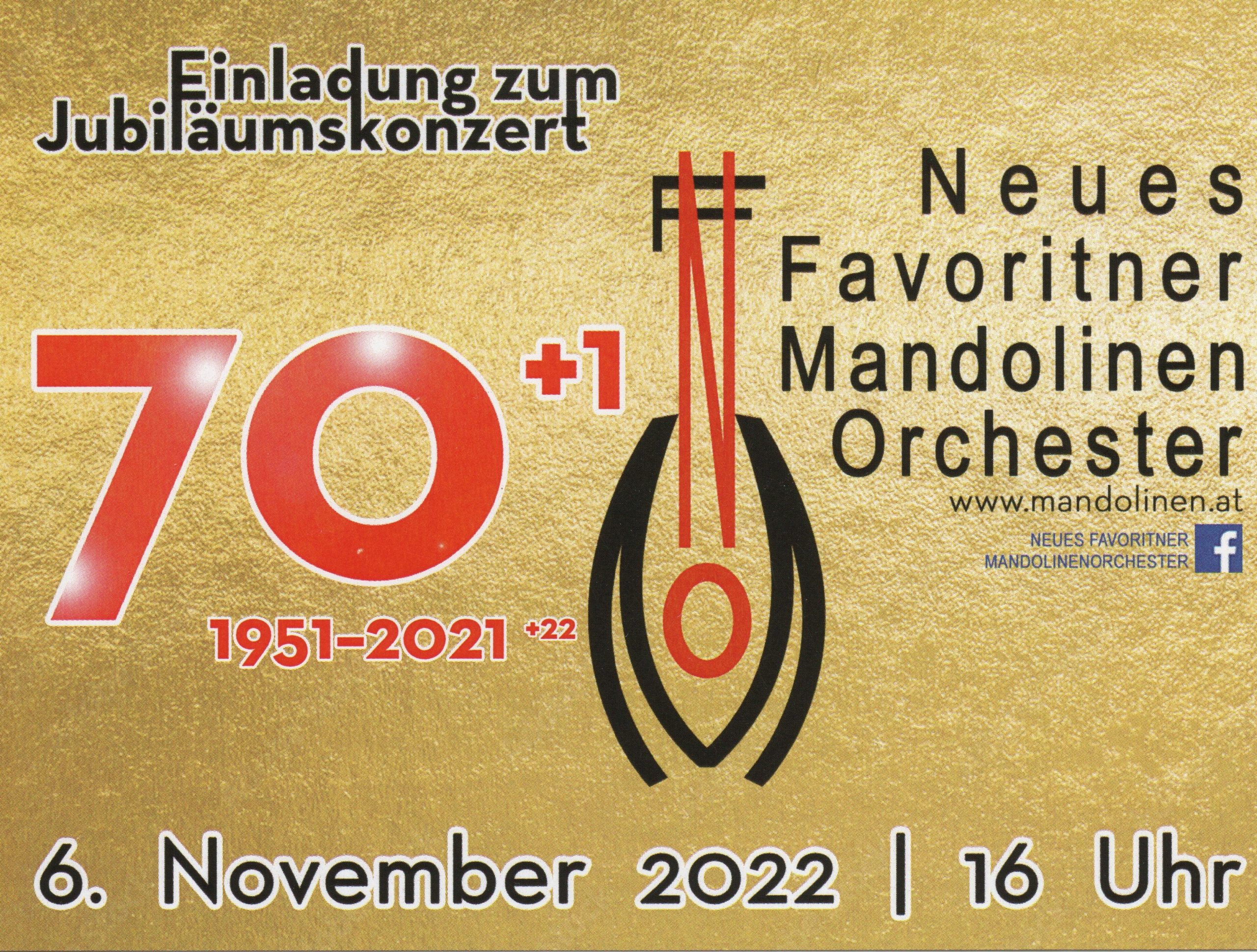 70+1 Jubiläumskonzert des Neuen Favoritner Mandolinenorchesters