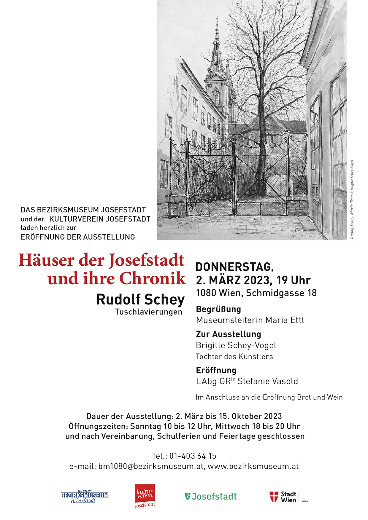 Häuser der Josefstadt und ihre Chronik - Rudolf Schey - Tuschlavierungen