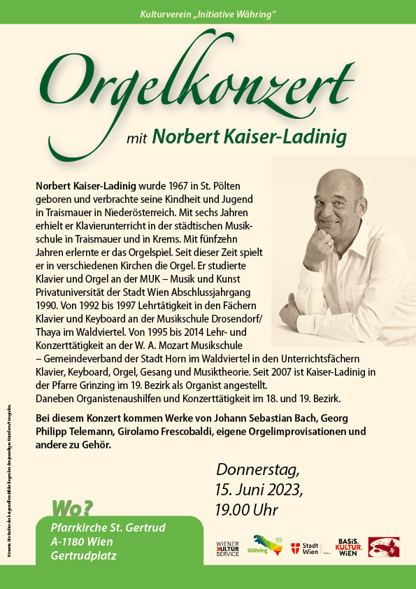 Orgelkonzert mit Norbert Kaiser Ladinig