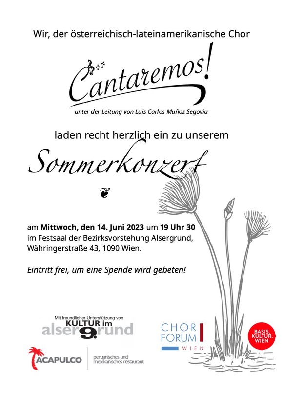 Sommerkonzert Chor Cantaremos