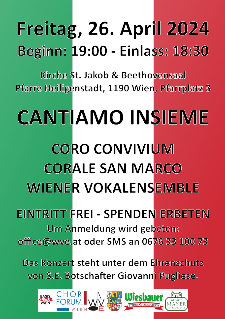 Wiener Vokalensemble: CANTIAMO INSIEME