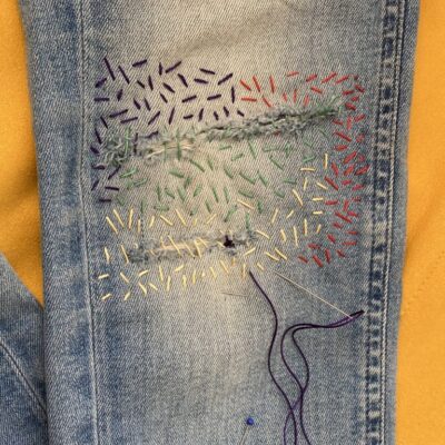 Baby, es gibt Reis! Jeans reparieren mit japanischen Reiskorn-Stich